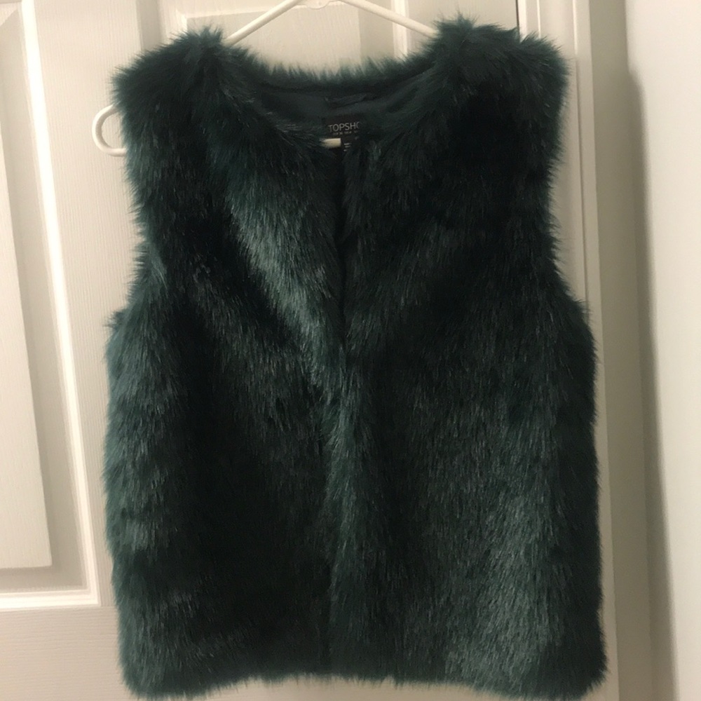 TOPSHOP FAUX GREEN VEST